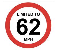 Chicbanners Vehicle Is Limited To 62 MPH Speed Warning Safety Sign Self Adhesive Gloss Sticker 200mm x 200mm