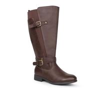 Chicblooms Ladies Extra Wide Shaft Low Heel Ankle Strap Slim Knee High Riding Boots, brown, 5 UK