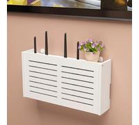 ChicBosomn 1-Shelf Contemporary Plastic Wall-Mounted WiFi Router Storage Box, Ideal for Home & Office, WiFi Router, TV Gamer & Accessories