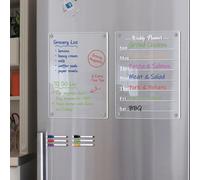 ChicBosomn Weekly Planner for Fridge, Acrylic Magnetic Calendar Fridge Calendar Message Board Monthly Weekly Planner Board with 6 Bright Markers