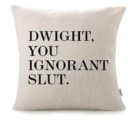 CHICCAT Cotton Linen Throw Pillow Case - Dwight, You Ignorant S… Home Decor Wedding Gift Engagement Present Housewarming Gift Cushion Cover 18 X 18
