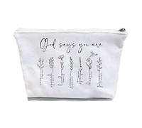 CHICCAT God Says You Are Cosmetic Bag, Christian Makeup Bag for Women, Floral Bible Verse Makeup Case, Sister Gifts, Friend Gifts, Affirmations Gifts, Christian Gifts, Multicolor