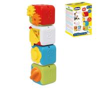 Chicco 2in1 Multiactivity Cubes, Set of 4 Colorful Animal Blocks Stacking for Sensory Fun, Craft and Logic Activities, Toy for Kids, 10-36 Months