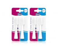 Chicco 4 Replacement Toothbrush Heads for Boy and Girl Electric Toothbrush, Two Packs of 2