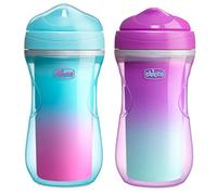 Chicco Active Drip-Free Drinking Cup for Children, 266 ml, 1 Baby Bottle, 14+ Months Drinking Cup, Insulated Thermos Flask with Ergonomic Spout and Easy Sips Valve, BPA-Free, Purple or Pink