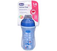 Chicco Active Drip-Free Trainer Cup for Children 266 ml, 1 Baby Bottle 14+ Months Drinking Cup, Insulated Thermos Flask with Ergonomic Spout and Easy Sips Valve, BPA-Free - Turquoise or Blue