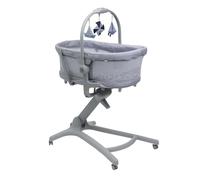 Chicco Baby Hug Pro 5-In-1 Crib, incl. Crib, Bassinet, Recliner Highchair or first Chair for 0-36 months, Portable, Toy Bar for Entertainment, Earl Grey