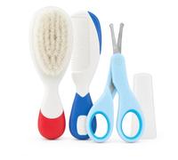 Chicco Baby Hygiene Set, Stainless Steel Scissors with Protective Cap, Brush and Comb with Non-Slip Handle, 0+ Months