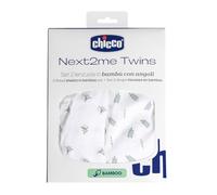 Chicco Bamboo Fiber Bedding Set Compatible with Next2Me Twins Cradles 2 Piece Bedding Set with Corners Leaves and Snails Pattern