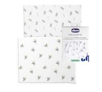 Chicco Bamboo Fibre Bedding Set, 1 Top Sheet and 1 Sheet with Corners, Compatible with Mattresses 58 x 110 cm, Compatible with Next2Me Forever Cradle, Fantasy with Leaves and Snails