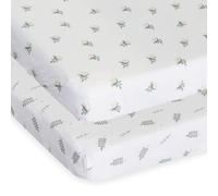 Chicco Bamboo Fiber Bedding Set Compatible with Next2Me Twins Cradles 2 Piece Bedding Set with Corners Leaves and Snails Pattern