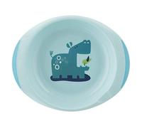 Chicco Children's Dinner Set, Weaning Feeding Set with 1 Deep Plate and 1 Flat Plate, Non-Slip Flaps and Base, Easy and Ergonomic Grip, Spoon Rest, 2 Pieces - 12+ Months, Neutral