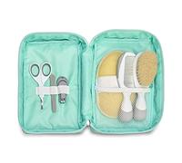 Chicco - Children's Hygiene Travel Set, 6 Pieces, Brush and Comb, Sponge Glove, Scissors with Rounded Tips, Nail Clippers and File