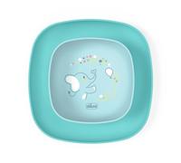 Chicco Children's Meal Set, Weaning Meal Set with 1 Flat Plate and 1 Bowl, 2 Pieces, Stackable Dish Set, Space Saving, 12+ Months, Light Blue