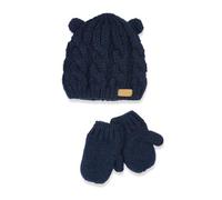 Chicco Cotton Knit Hat and Gloves Set, Winter, Design in Italy, Unisex - Children 0-24, Blue, 12-15 MESI