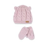 Chicco Cotton Knit Hat and Gloves Set, Winter, Design in Italy, Unisex - Children 0-24, Pink, 12-15 MESI