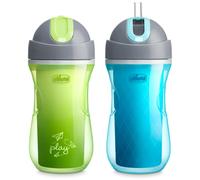 Chicco Double-Wall Insulated Flip-Top Sippy Cup with Silicone Straw and Spill-Free Lid 9oz.| Top-Rack Dishwasher Safe | Easy to Hold with Ergonomic In