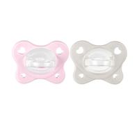 Chicco Dual Soft Silicone Pacifier 2-6 Months Two Tone Set of Two Soft Pacifiers Supports Breathing and Promotes Proper Development of Mouth Baby Girl