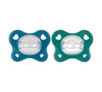 Chicco Dual Soft Silicone Pacifiers 16-36 Months, Two-Tone, Set of Two Soft Pacifiers, Supports Breathing and Promotes Proper Development of the Mouth, 2 Pack, Baby Boy