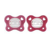Chicco Dual Soft Silicone Pacifiers 16-36 Months, Two-Tone, Set of Two Soft Soothers, Supports Breathing and Promotes Proper Development of the Mouth, 2 Pieces, Baby Girl