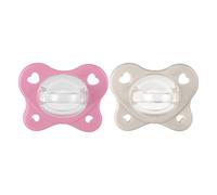 Chicco Dual Soft Silicone Pacifiers 6-16 Months, Two-Tone, Set of Two Soft Pacifiers, Supports Breathing and Promotes Proper Development of the Mouth, 2 Pieces, Baby Girl