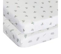 Chicco Bamboo Fibre Bedding Set, 1 Top Sheet and 1 Sheet with Corners, Compatible with Mattresses 58 x 110 cm, Compatible with Next2Me Forever Cradle, Fantasy with Leaves and Snails