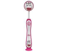 CHICCO | Milk Toothbrush - Suitable for Ages 3-6 Years | Fuchsia, Feminine Colouring, Hippo Theme