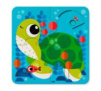 Chicco Interactive Puzzle for Children from 1 Year Old, Set of 4 Puzzles with 4 Pieces Montessori Method, Hand-Eye Coordination and Fine Motor Skills with Interactive Dots and Surprise Discoveries, 16