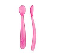 Chicco Long Feeding Spoon Soft Silicone Duo Pack for Babies and Toddlers Baby Spoon with Ergonomic and Long Curved Handle Baby Food Spoon 2 Pieces Baby Cutlery 6+ Months