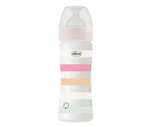 Chicco Medium Flow Wellness Bottle with Physio Teat in Soft Silicone and Soft Sense Finish, Anti-Colic, Reduces Regurgitation and Irritability, 250 ml Plastic Bottle, 2 Months+ Girls