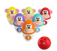 Chicco Monkey Strike Kids Bowling Pin Set - Skittles Game for Kids with 6 Separable Pins, Stackable in 12 Pieces, Light Ball Included - Bowling Skittles Toys, Gifts for Children 18 Months to 8 Years