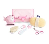 Chicco My First Beauty Set 5-in-1, Chicco Hygiene Set for Newborns, Products for Hygiene Children, Comb, Brush, Nail Scissors, Thermometer and Bath Sponge, Baby Accessories 0 Months, Pink