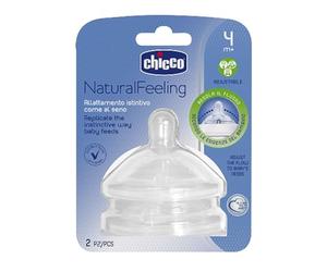 Chicco Natural Feeling 2X Silicone Teat, Variable Flow, Straight Top, 4 Months+