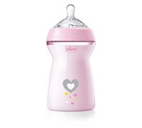 Chicco Natural Feeling Anti-Colic Baby Bottle 6+ Months 330 ml, Baby Bottle with Soft and Flexible Silicone Teat, Suitable for Breastfeeding, Pink