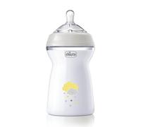 Chicco Natural Feeling Anti-Colic Baby Bottle 6+ Months 330 ml, Baby Bottle with Soft and Flexible Silicone Teat, Suitable for Breastfeeding, Colour Transparent