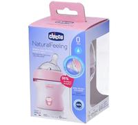 Chicco Natural Feeling Anti-Colic Baby Bottle for 0+ Months, 150 ml, with Soft Silicone Teat and Double Valve, Natural and Instinctive Feel When Vacuuming, Plastic Bottle