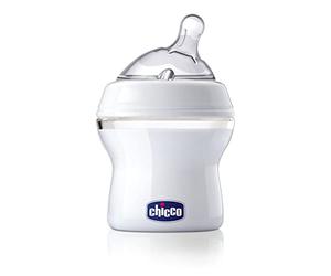 Chicco Natural Feeling Anti-Colic Baby Bottle for 0+ Months, 150 ml, with Soft Silicone Teat and Double Valve, Natural and Instinctive Feeling When Vacuuming, Glass Bottle