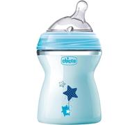 Chicco Natural Feeling Anti-Colic Baby Bottle for 2+ Months, 250 ml, with Soft Silicone Teat and Double Valve, Natural and Instinctive Feel When Vacuuming, Plastic Bottle