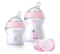 Chicco NaturalFeeling Baby Bottle Gift Set with 2 Baby Bottles + Pacifier 0 m + Pink