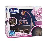 Chicco Next2Dreams Baby Mobile with Music Box for Cot and Bed - 3 in 1 Baby Mobile Compatible with Next2Me Cot, with Sound Effects, Soft Night Light Projector and Classical Music - 0+ Months, Pink