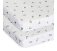 Chicco Next2Me Crib Bamboo Sheets (2 Pack), Soft and Hypoallergenic, Thermoregulating, Eco-Friendly, Suitable for Sensitive Skin, Greenery