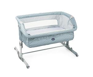 Chicco Next2Me Dream Baby Cot for Newborns, Co-sleeping Cot, Side Bed, with Mattress, Foldable, Height Adjustable, 4 Wheels and Travel Bag, 0-6 Months, 9 kg, Light Blue