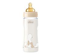 Chicco Original Touch Anticolic Baby Bottle with 100% Natural Rubber Teat, Adjustable Flow Bottle 4 Months +, Bottle with Plastic Bottle, 330 ml, Beige
