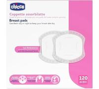 Chicco Pack of 120 Nursing Pads Day & Night Anti-Bacterial Ultra Absorbent, Soft and Breathable with Adhesive Strips to Fix Inserts, Subtle Design, White