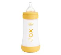 Chicco Perfect 5 Anti-Colic Bottles with Medium Flow Silicone Teat for Babies 2 Months, Biofunctional with Intuift System, Yellow, 240 ml