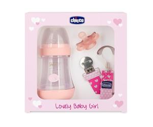 Chicco Perfect 5 Pink Gift Set, 1 x 150ml P5 Bottle, 1 x Mini Physioforma, 1 x Fashion Clip