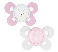 Chicco Physio Comfort 2 Silicone Soothers 0-6 Months - Pink Satin Stitch and Brown Dog