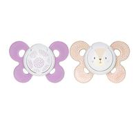 Chicco Physio Comfort 2 Silicone Soothers 6-16 Months - Pink Kitten and Purple Hearts