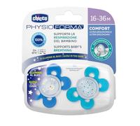 Chicco Physio Comfort Night 2 Silicone Soothers 16-36 Months - Blue Kitten and Blue Stars