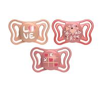 Chicco PhysioForm Light Silicone Soother 16-36 Months Pacifier for Girls with Silicone Teat, Lightweight, Ergonomic Shape, Supports Proper Development of the Mouth, Pink, Pack of 2